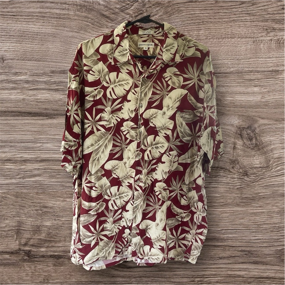Pierre Cardin Red and Cream Casual Button Down Shirt